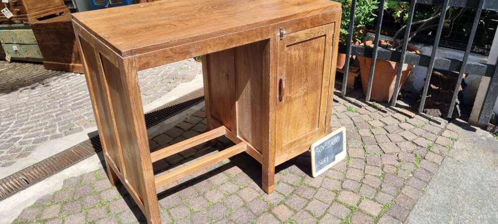Scrivania in teak con un vano laterale portaoggetti - immagine 4