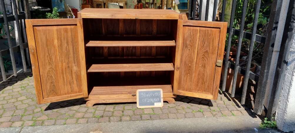 Mobiletto robusto in teak a due ante essenziale - immagine 12