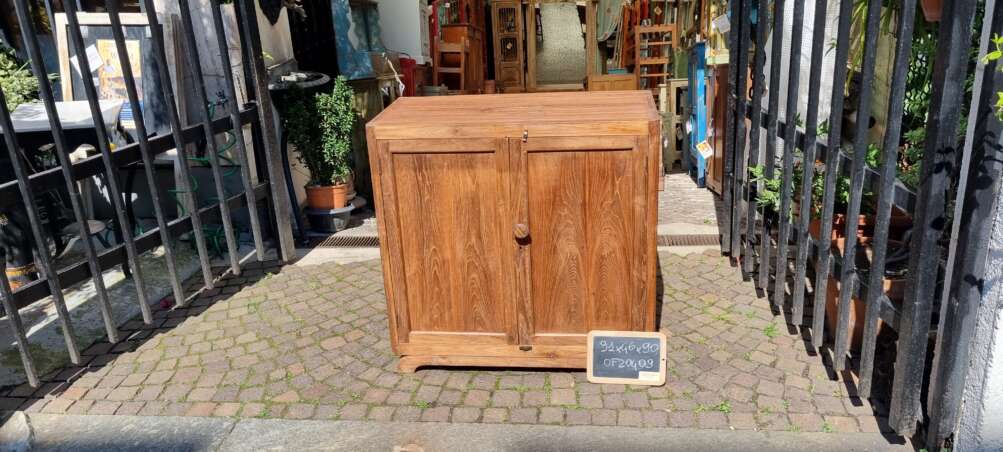 Mobiletto robusto in teak a due ante essenziale - immagine 9