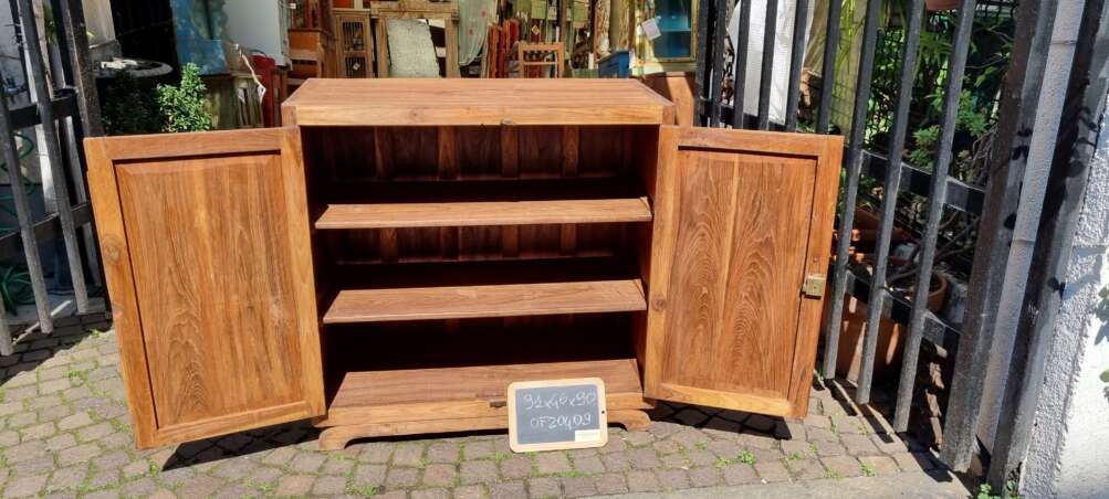 Mobiletto robusto in teak a due ante essenziale - immagine 7