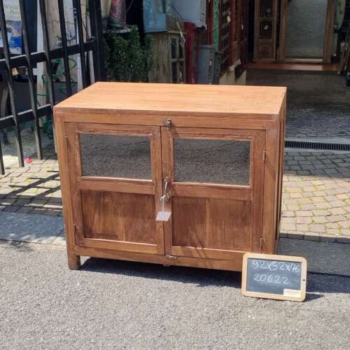 Mobiletto in teak con ante in vetro