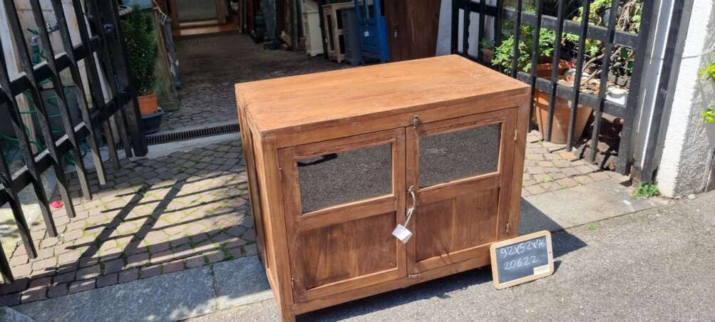 Mobiletto in teak con ante in vetro - immagine 3
