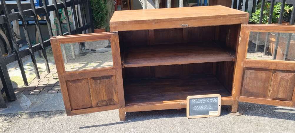 Mobiletto in teak con ante in vetro - immagine 7