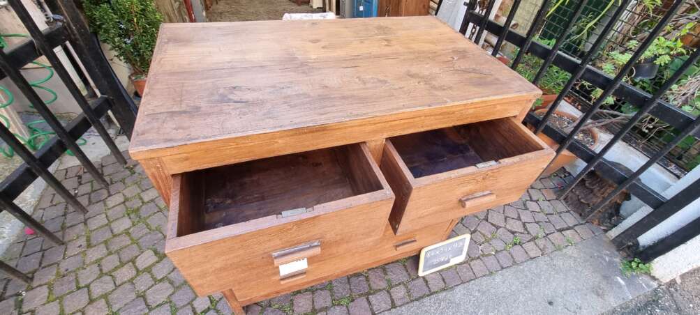 Cassettiera in teak con quattro cassetti - immagine 4