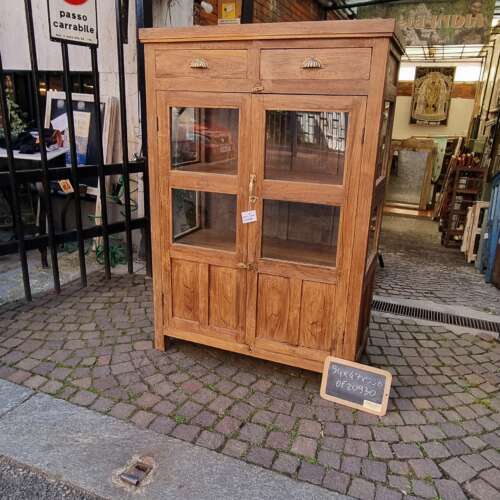Vetrinetta di media altezza in teak con cassetti