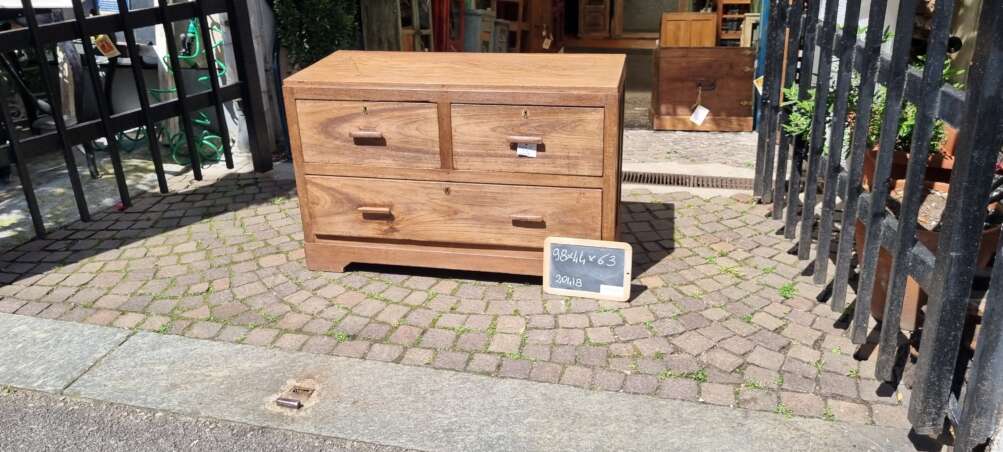 Cassettiera bassa a sei cassetti in teak - immagine 11