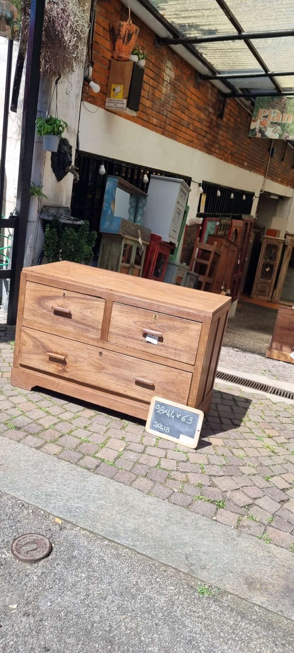 Cassettiera bassa a sei cassetti in teak - immagine 12