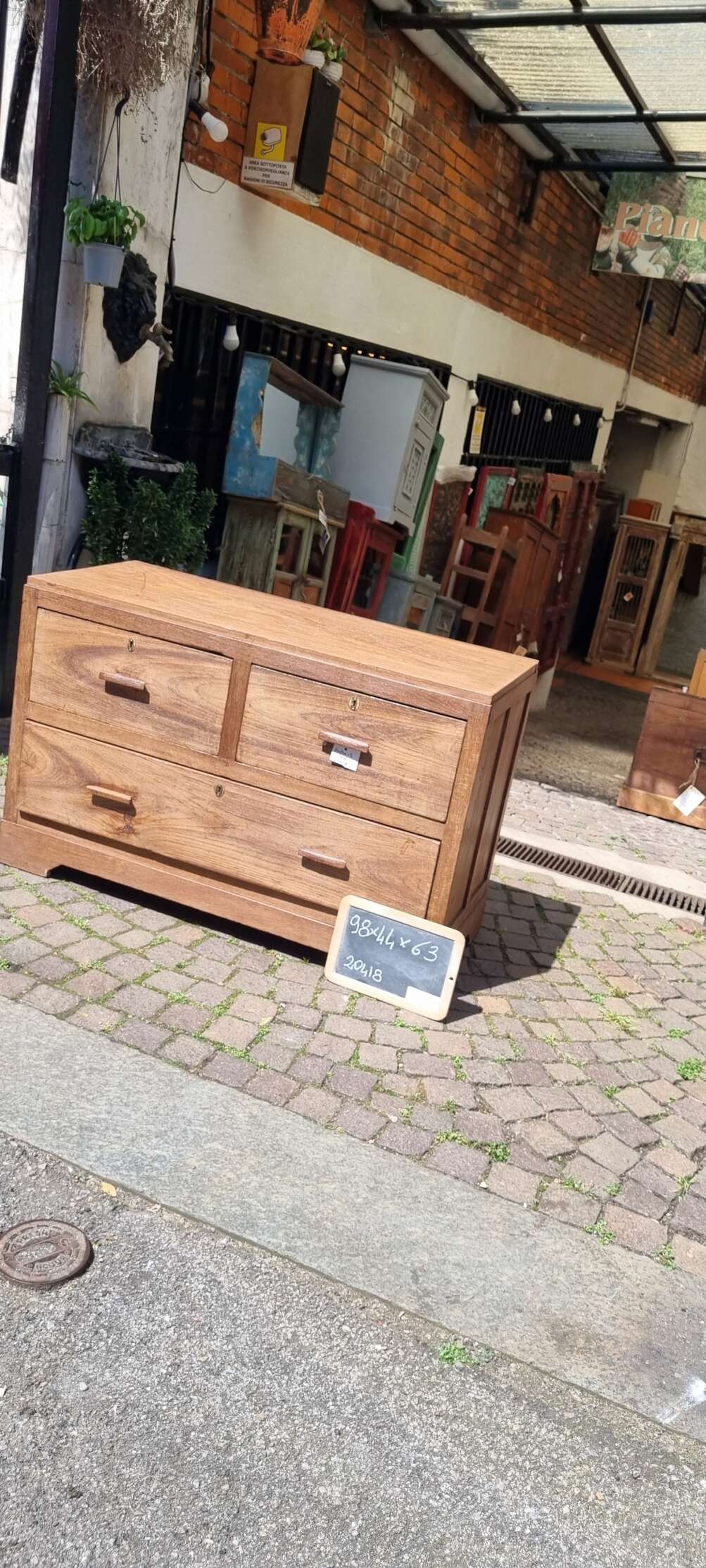 Cassettiera bassa a sei cassetti in teak - immagine 10