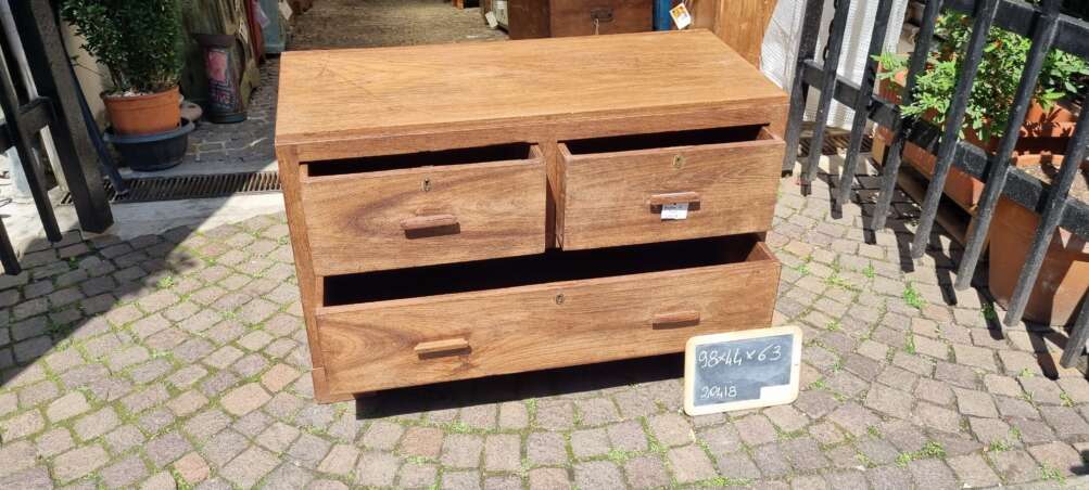 Cassettiera bassa a sei cassetti in teak - immagine 2