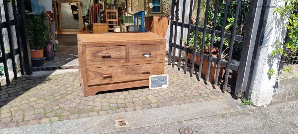 Cassettiera bassa a sei cassetti in teak - immagine 4